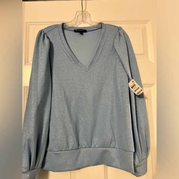 I.N.C baby blue with shine/sparkle sweater from Macy’s NWT. So FLATTERING!!! - Picture 3 of 7